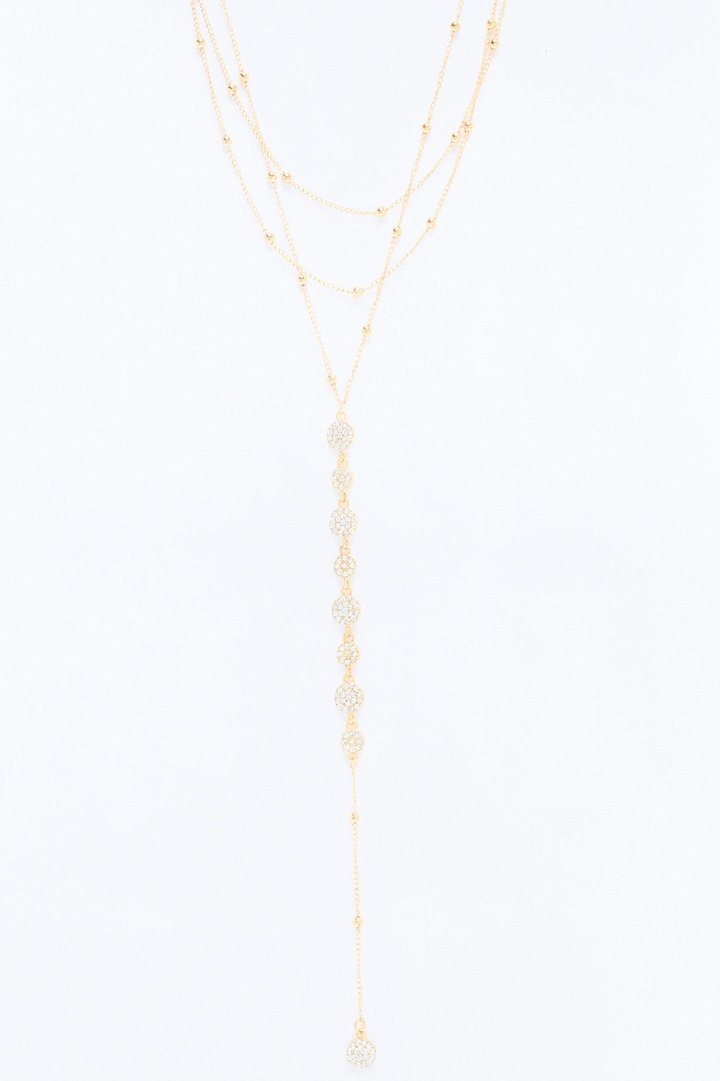 Alaya Rhinestone Lariat Necklace - Gold