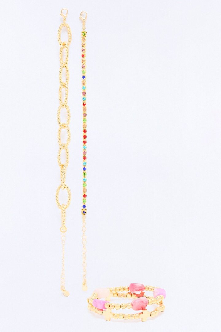 Just Yours 4 Piece Bracelet Set - Gold/Purple