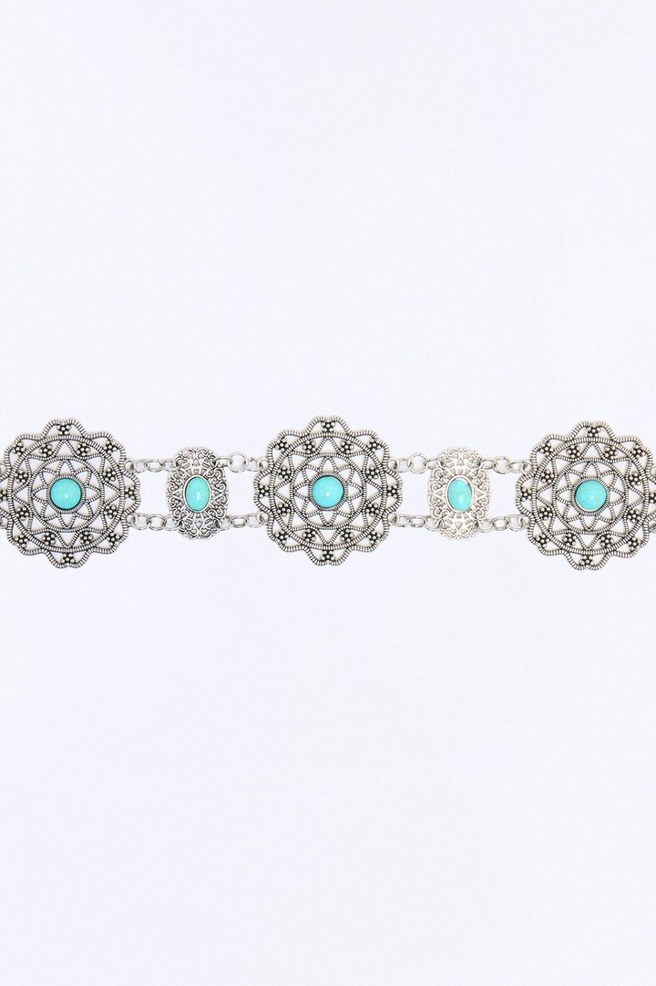 Flowers Of Metal Chain Belt - Silver/Combo