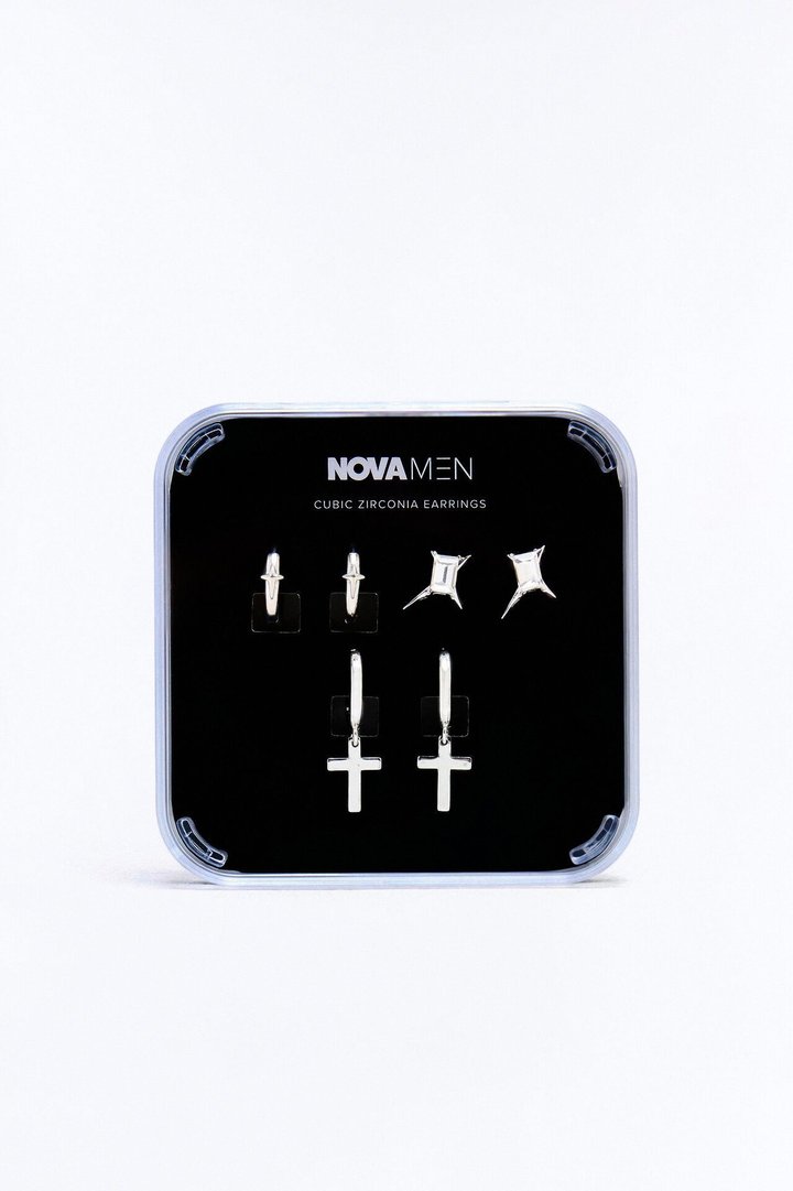 Not My Fault Cross Earring Set - Silver