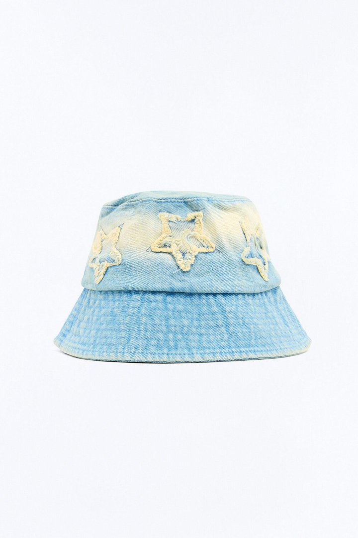 Cosmo Distress Denim Bucket Hat - Denim