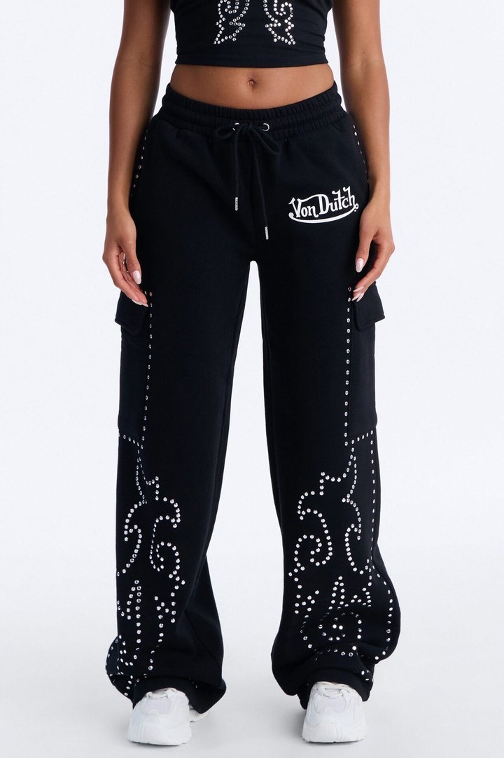 Von Dutch Western Wide Leg Pant - Black