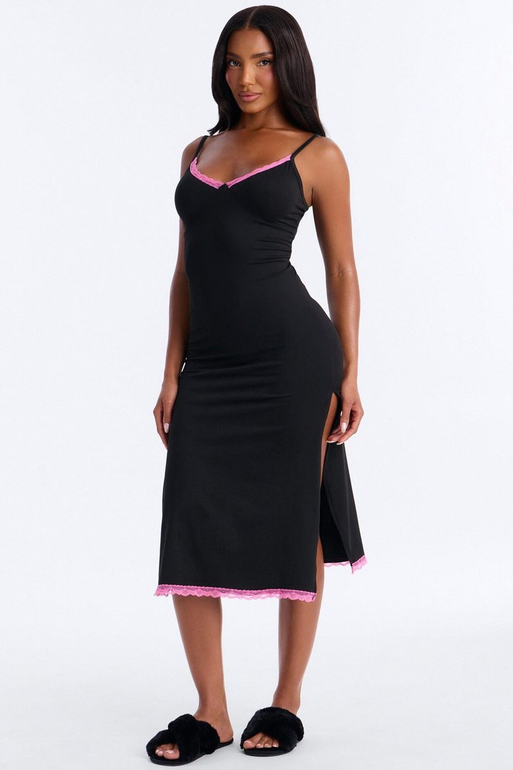 Rest Like Royalty PJ Cami Midi Sleep Dress - Black
