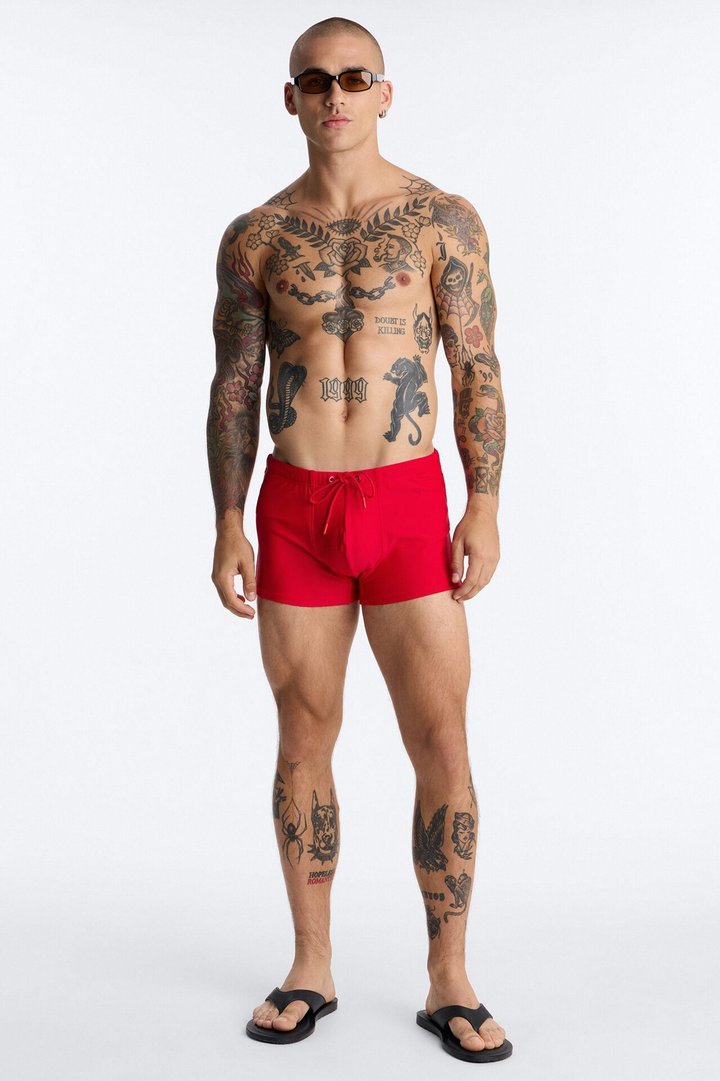 Boxy Fit Stretch Swim Brief - Red