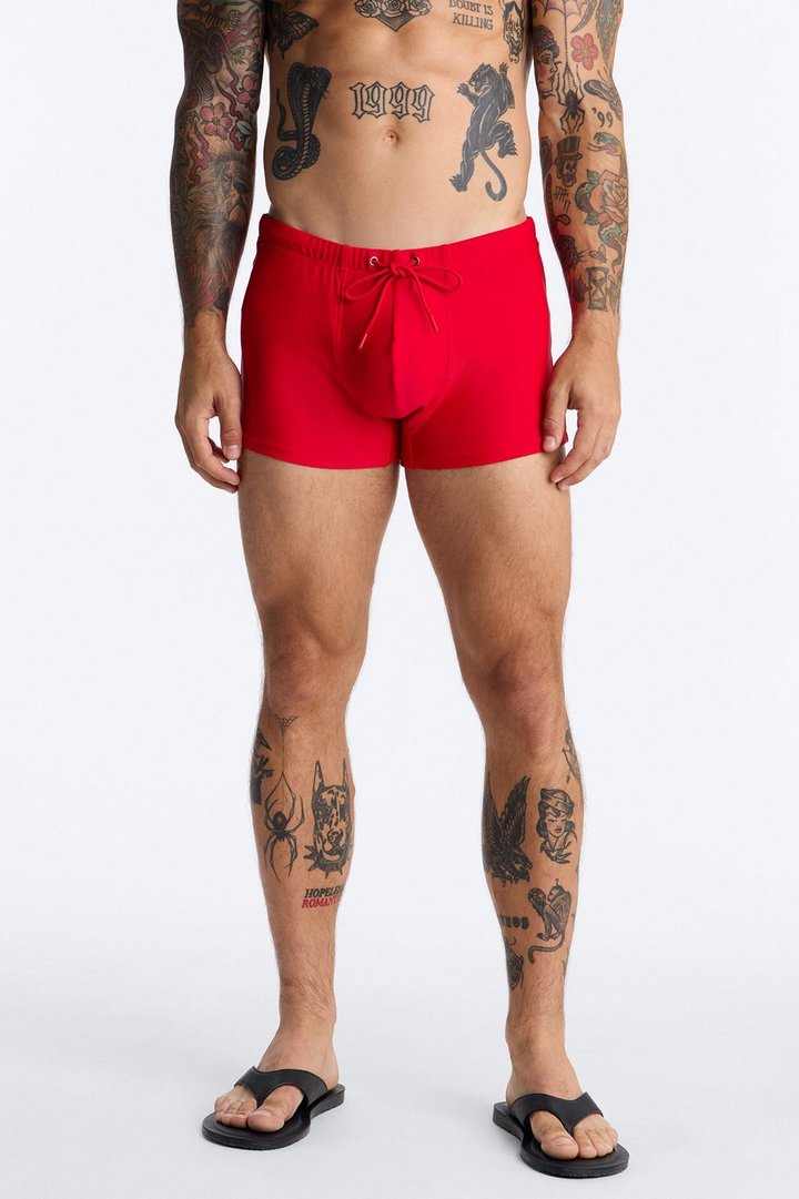 Boxy Fit Stretch Swim Brief - Red