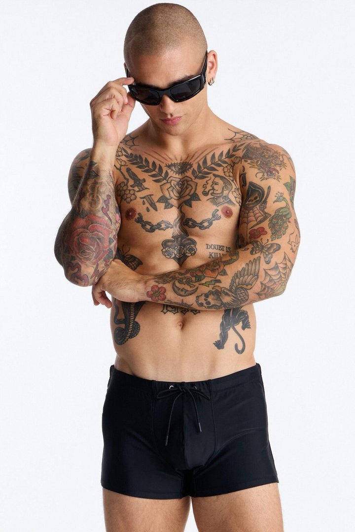 Boxy Fit Stretch Swim Brief - Black