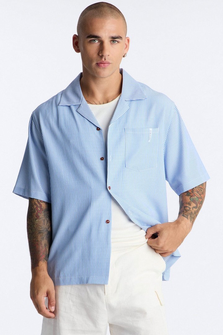 Relaxed Saltair Stripe Button Up Shirt - Blue/combo