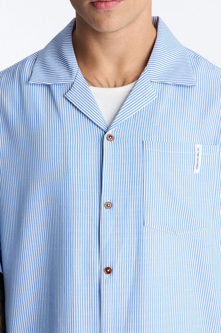 Relaxed Saltair Stripe Button Up Shirt - Blue/combo