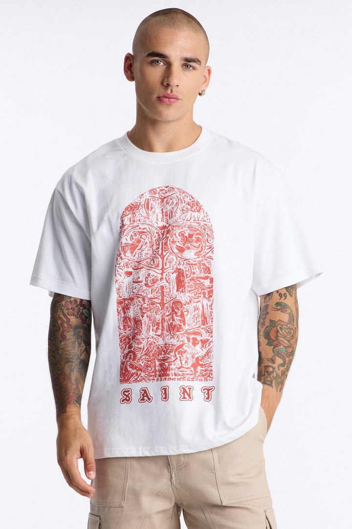 Forever Saint Oversized Short Sleeve Tee - White