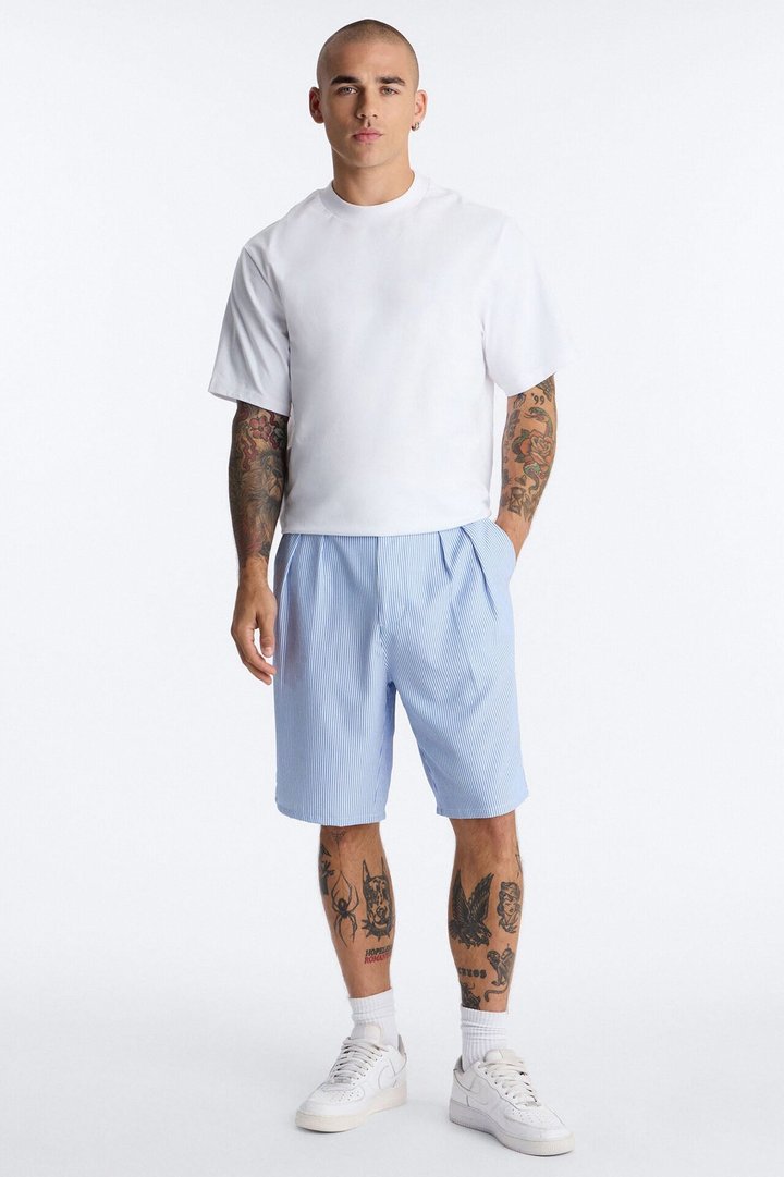 Relaxed Saltair Stripe Pleated Short - Blue/combo