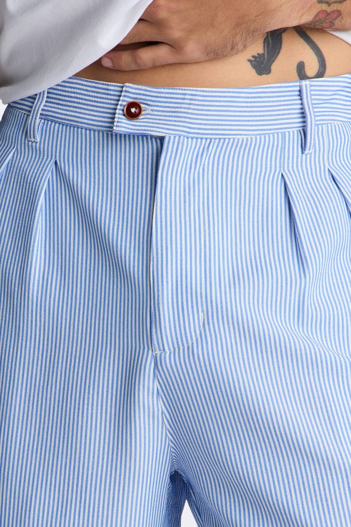 Relaxed Saltair Stripe Pleated Short - Blue/combo