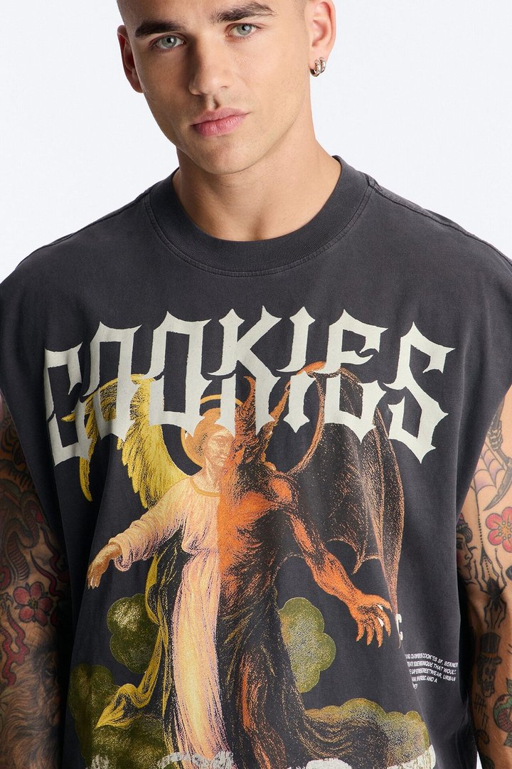 Cookies 1983 Vintage Oversized Heavyweight Muscle Tee - Black Wash