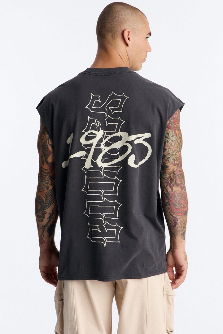 Cookies 1983 Vintage Oversized Heavyweight Muscle Tee - Black Wash