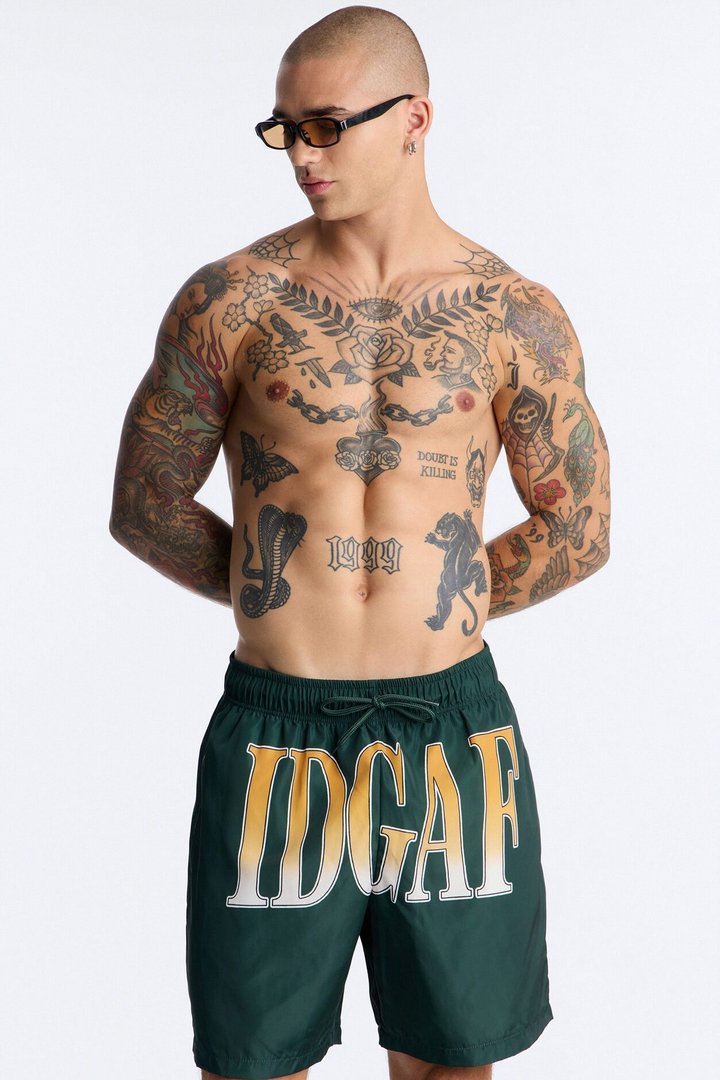 IDGAF Swim Trunk 7″ - Hunter Green