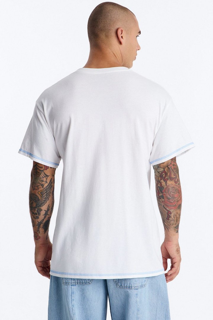 Dope Dreams Contrast Stitch Short Sleeve Tee - White