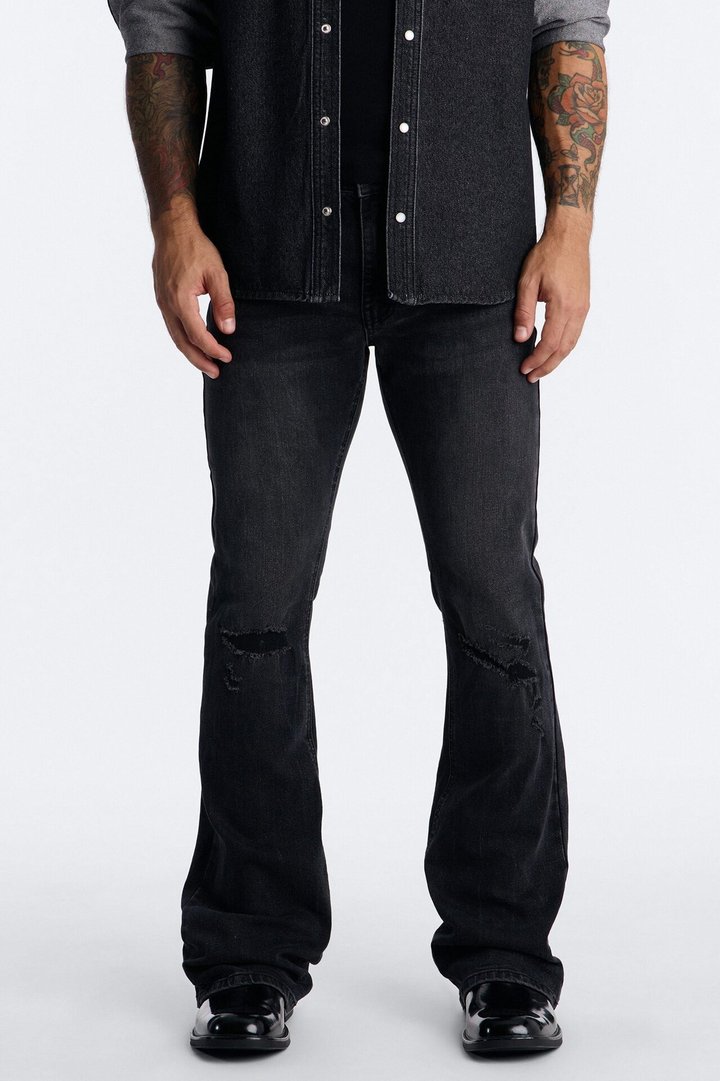Dreamy Stacked Skinny Flare Jeans - Black Wash