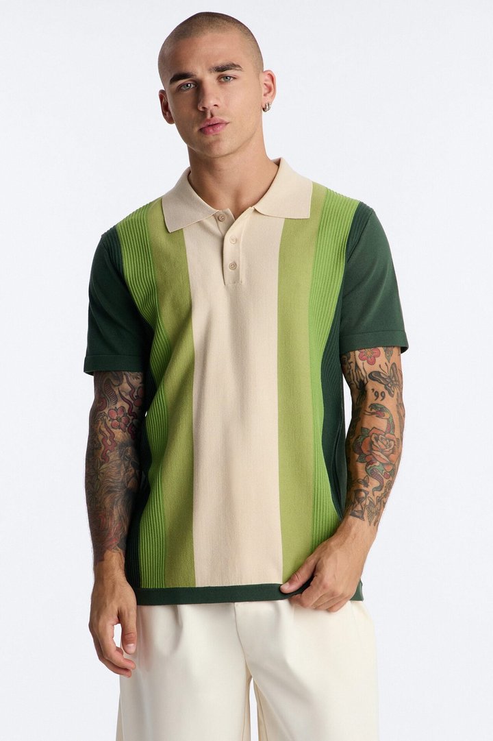 Palm Springs Panel Polo - Green/combo