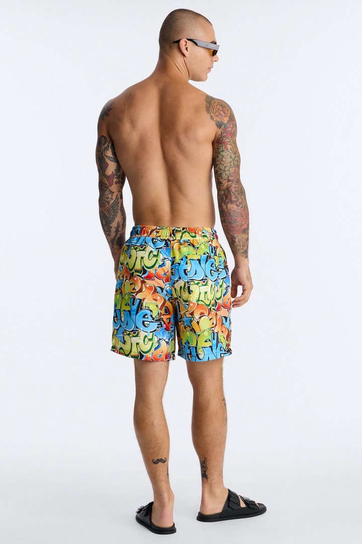 All That Graffiti Swim Trunk 7″ - Blue/combo