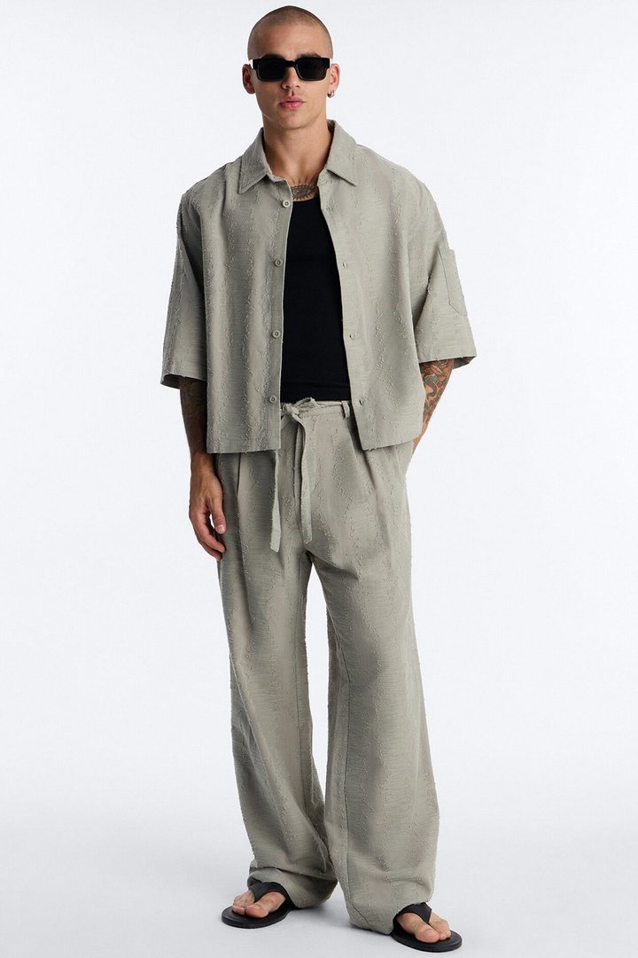 Cropped Sands Of Time Button Up Shirt - Sage