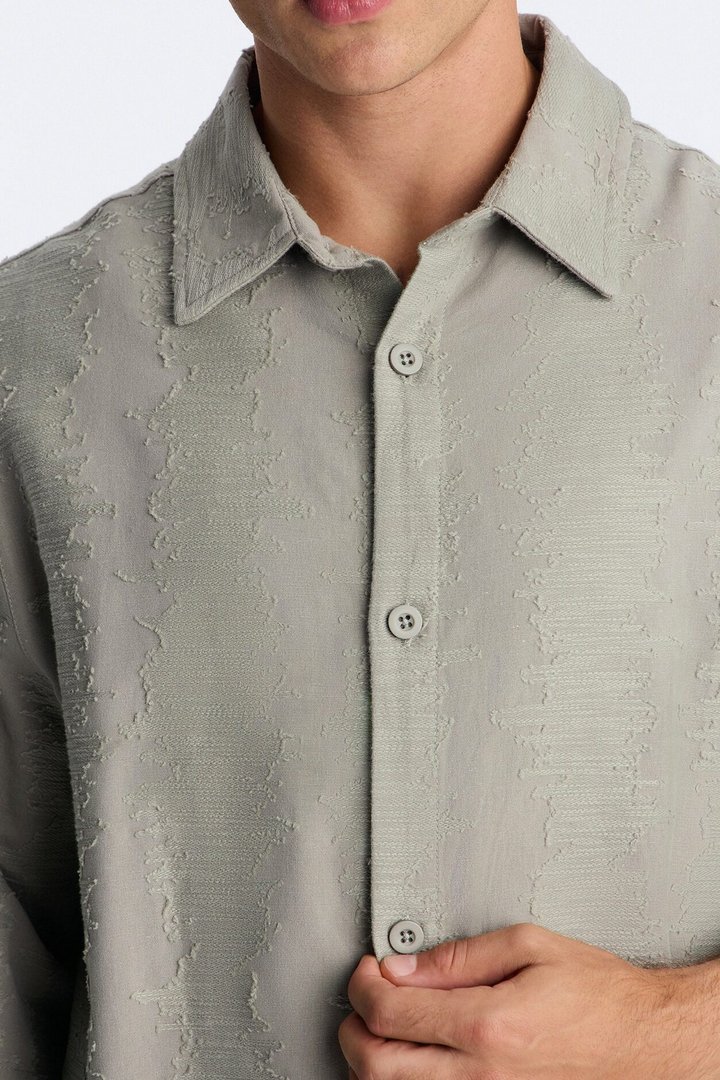 Cropped Sands Of Time Button Up Shirt - Sage