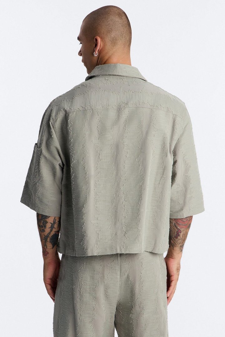Cropped Sands Of Time Button Up Shirt - Sage