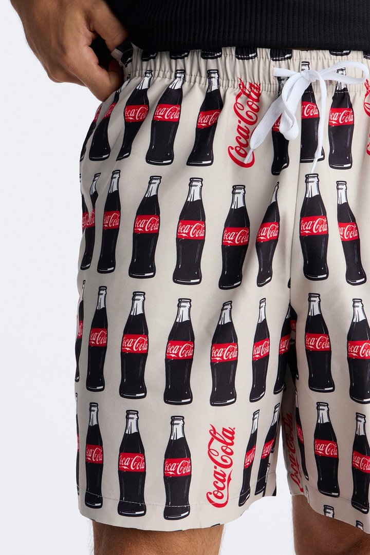 Coca-Cola Vintage Bottle Swim Trunk 7″ - Sand