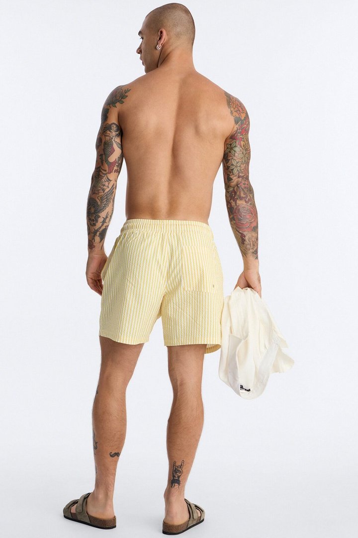 Striped Resort Seersucker Swim Trunk 6″ - Yellow