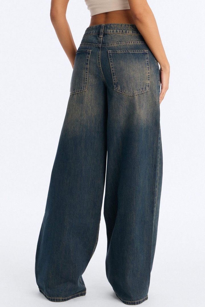 Time To Go Wide Leg Jeans - Dark Wash