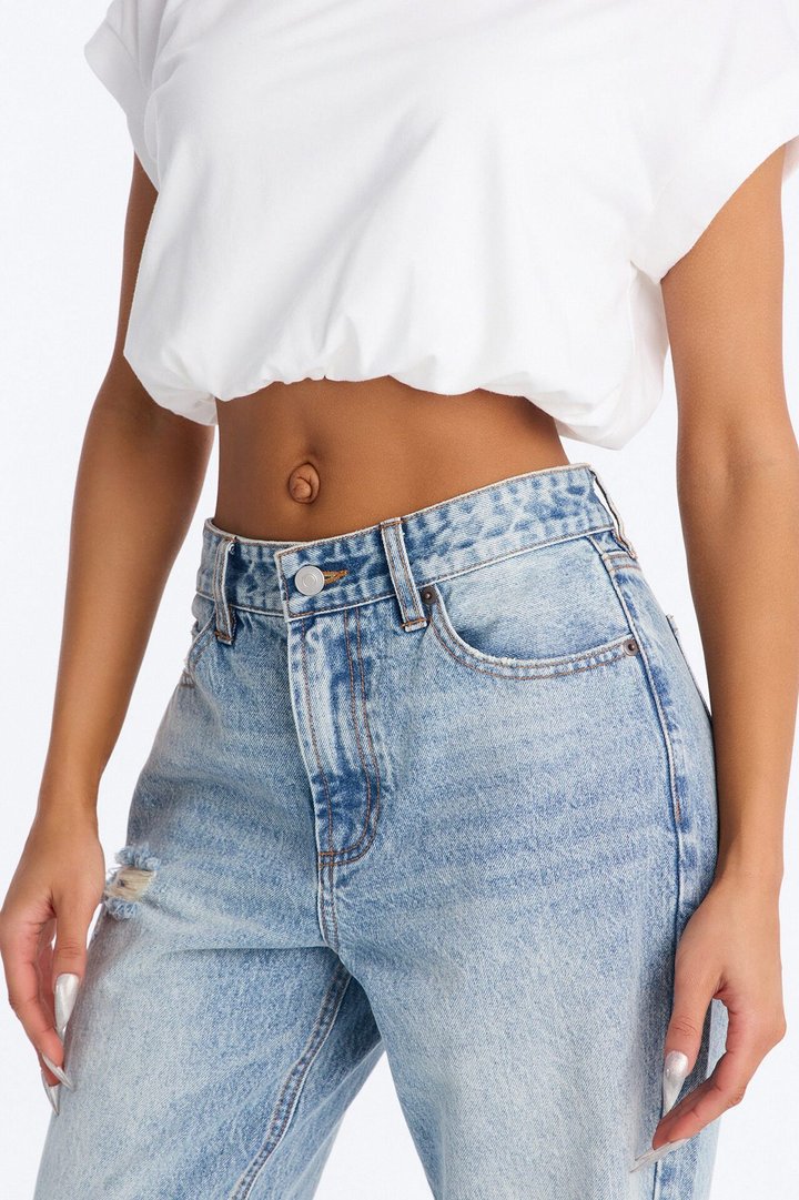 Rheagan Bubble Hem Short Sleeve T-Shirt - White