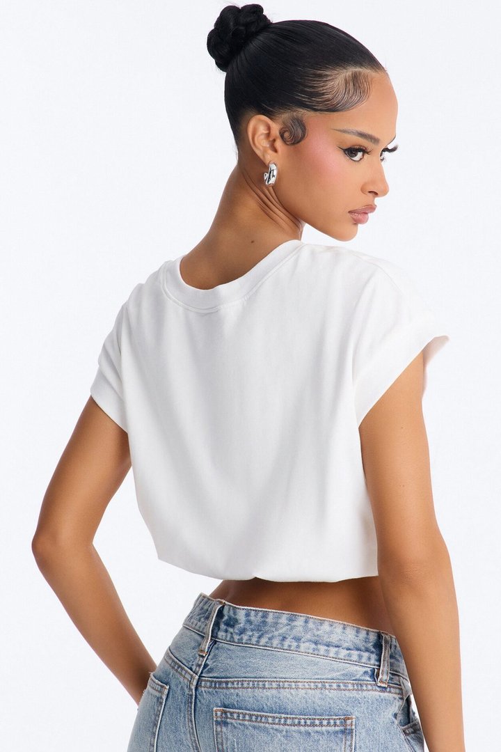 Rheagan Bubble Hem Short Sleeve T-Shirt - White