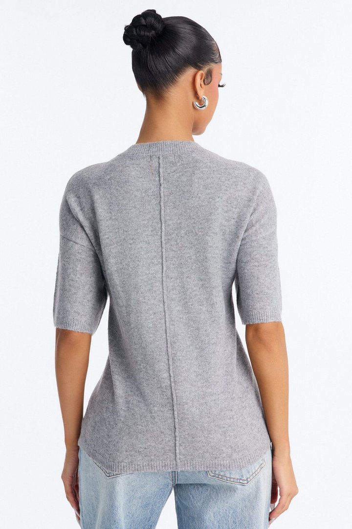 Odette Short Sleeve Oversized Sweater - Grey