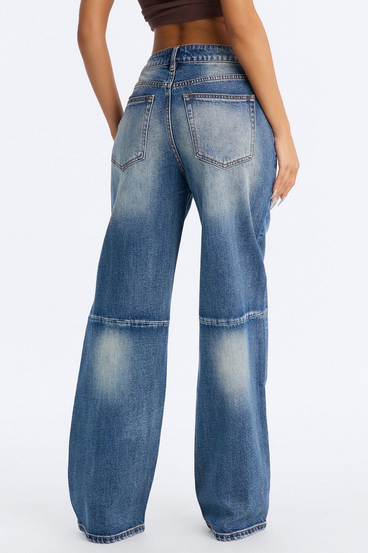 No Vacancy Tinted Wide Leg Jeans - Dark Wash