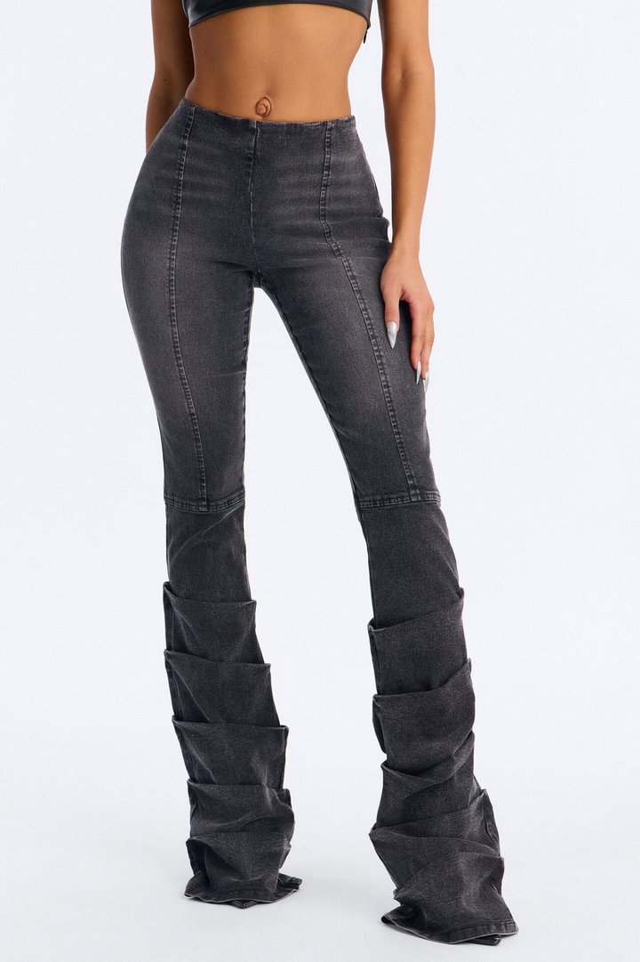 Stacks Too High Low Rise Flare Pant - BlackWash