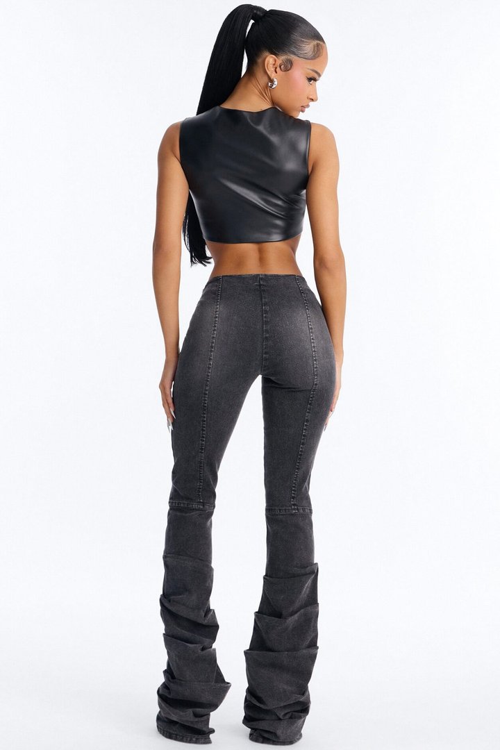 Stacks Too High Low Rise Flare Pant - BlackWash