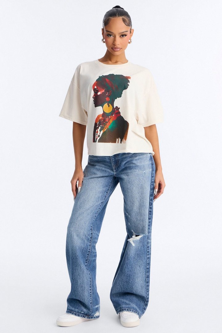 Beautiful Women Oversized Tee - Natural