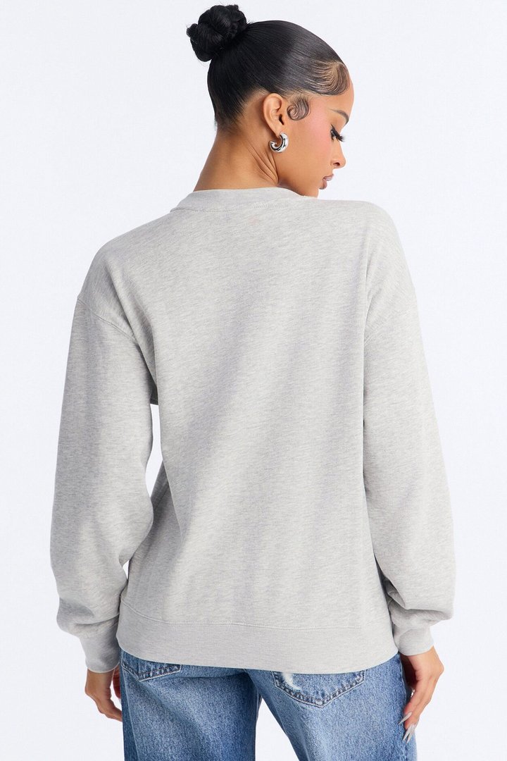 New York Snoopy Crew Sweatshirt - Heather Grey