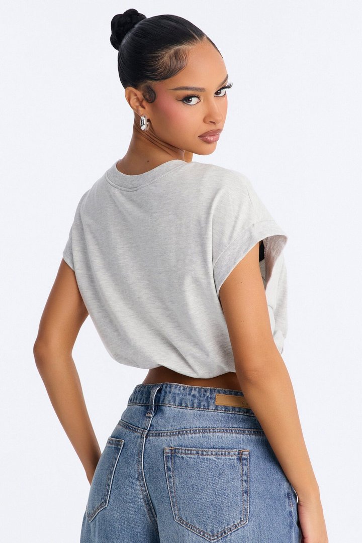 Rheagan Bubble Hem Short Sleeve T-Shirt - Heather Grey