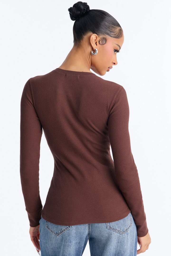 Sophie Henley Long Sleeve Thermal Top - Chocolate
