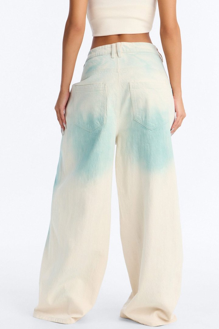 Moon Tide Wide Leg Jeans - Cream/combo