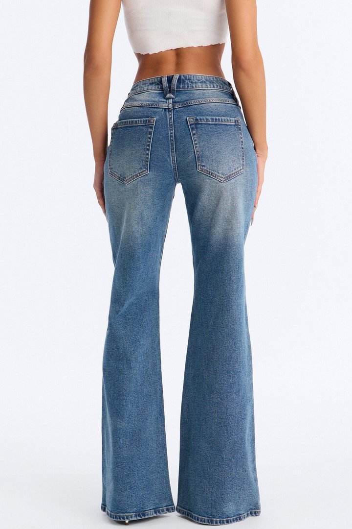 Between Takes Stretch Loose Flare Jeans - Dark Wash