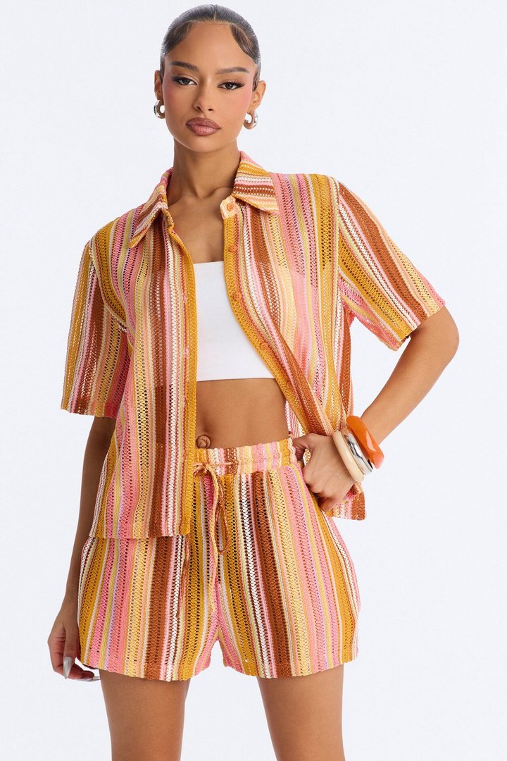 Island Vibe Crochet Short Set - Multi Color
