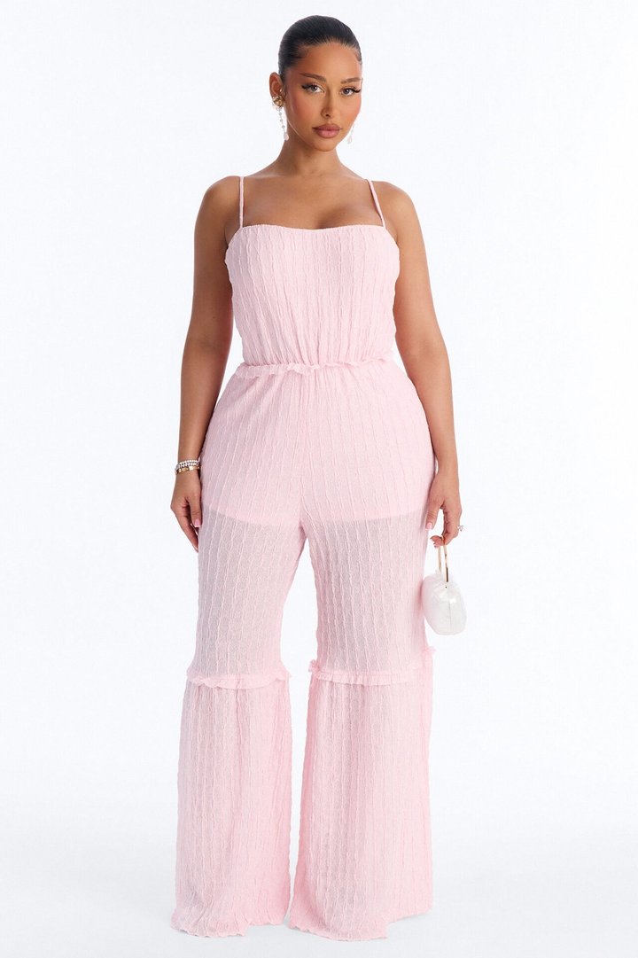 Clara Tiered Wide Leg Jumpsuit - Pink