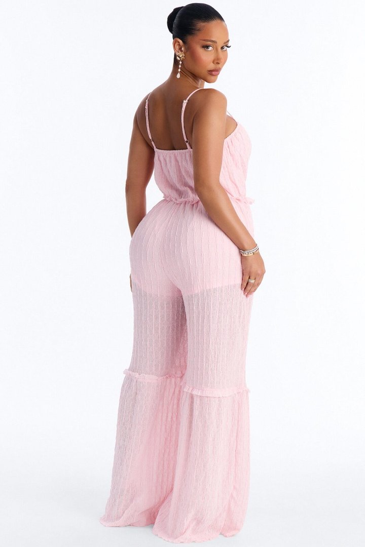 Clara Tiered Wide Leg Jumpsuit - Pink