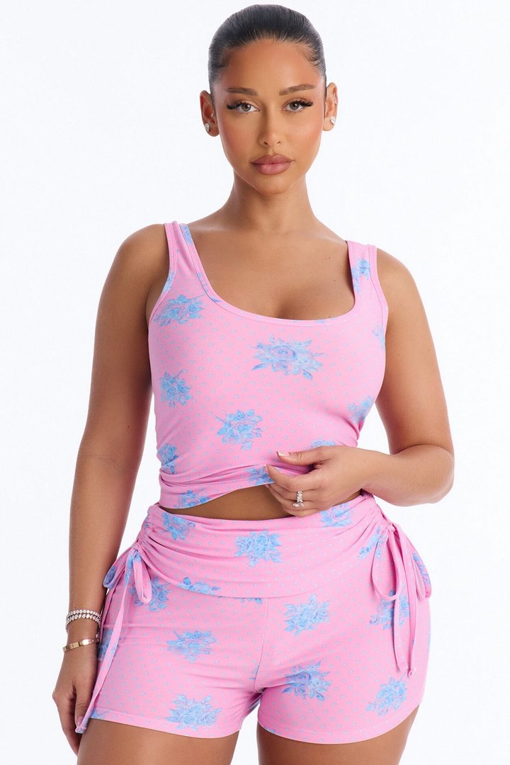 Soft Promises Cami PJ Foldover Short Set - Pink/combo