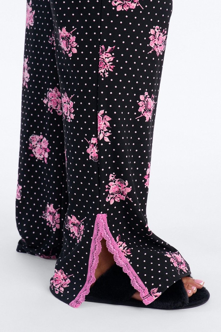 Dreamy And Chic Floral Cami PJ Pant Set - Black/Pink