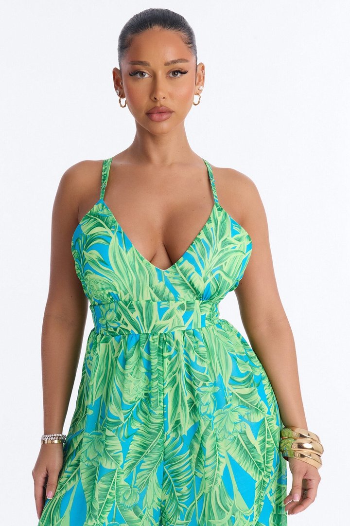 Tropic Daze Wide Leg Jumpsuit - Green
