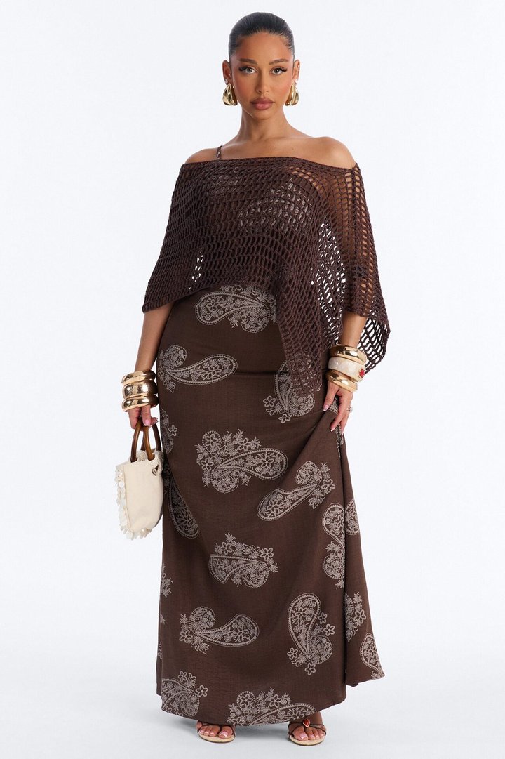 Time For A Stroll Maxi Dress Set - Brown