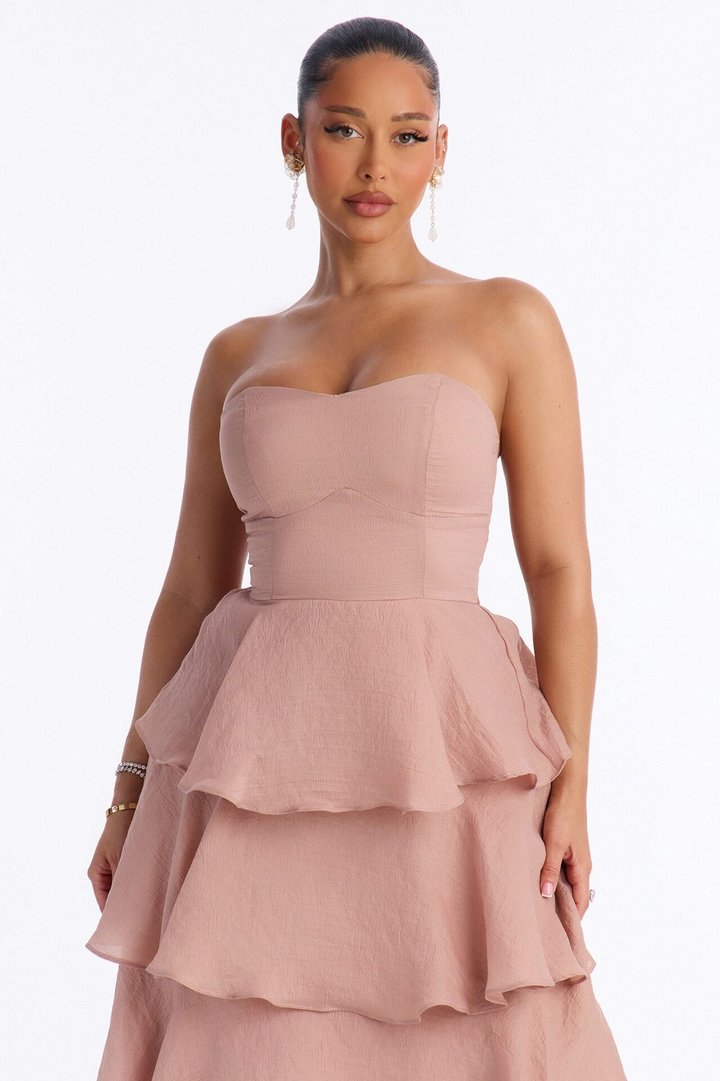 Xyla Tiered Ruffle Midi Dress - Mauve
