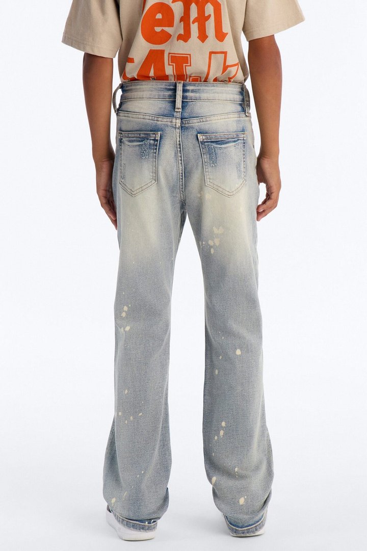 Mini Stacked Skinny Flare Distressed Me Out Jean - Light Wash