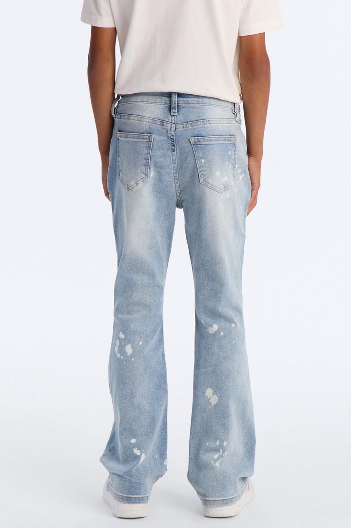Mini Stacked Skinny Flare Paisley Jungle Jean - Light Wash